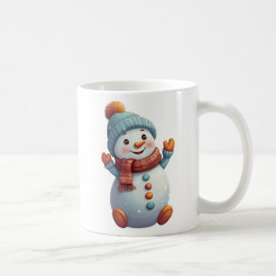 Cute Snowman Turquoise Orange Hiver Café Mug