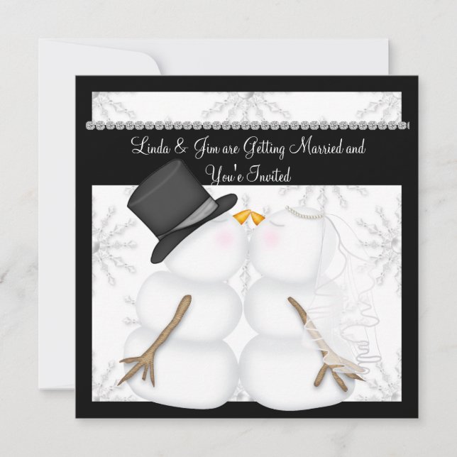 CUTE Snowman Wedding Invitations avec Snowflakes (Devant)