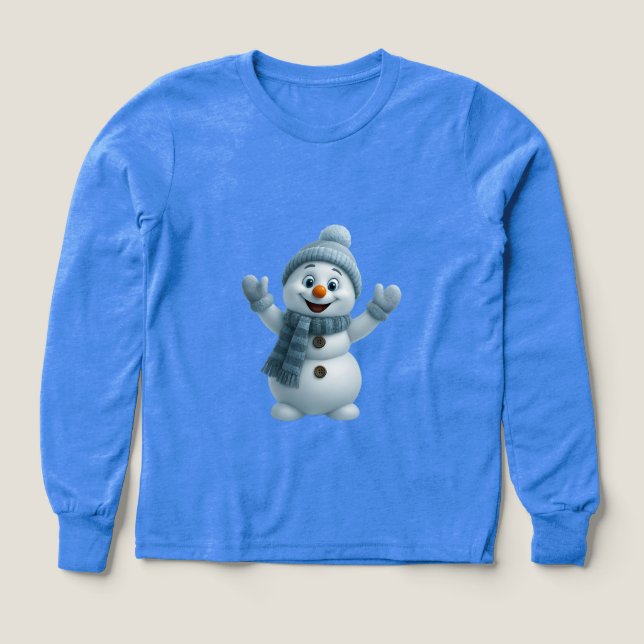 Cute Snowman with Blue Scarf – Adorable Winter Chr (Motif recto)