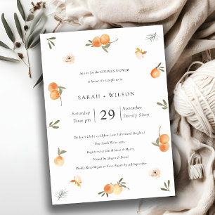 Cute Soft Orange Floral Boho Couples Invitation de