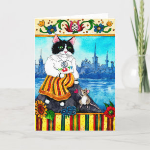 Cute souris Cat folklore estonien carte de sympath