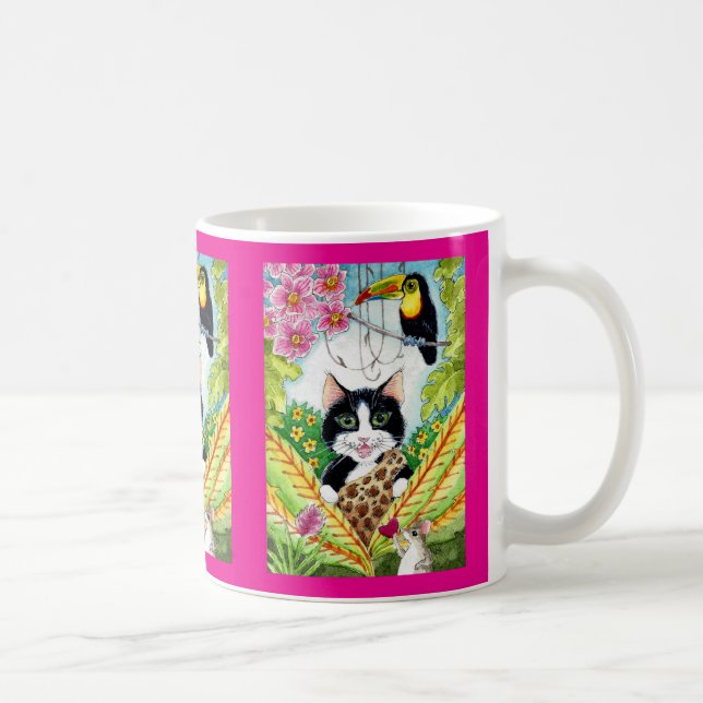Cute souris Cat toucan coeur jungle mug (Droite)