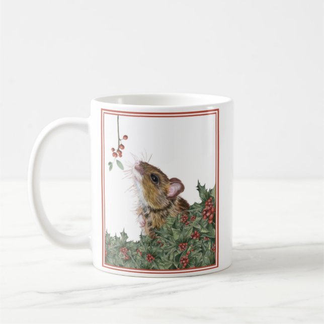 Cute souris et Holly Christmas Mug (Gauche)