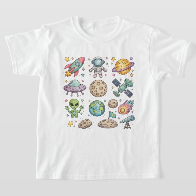 Cute Space Adventure Kids T-Shirt (Poser)