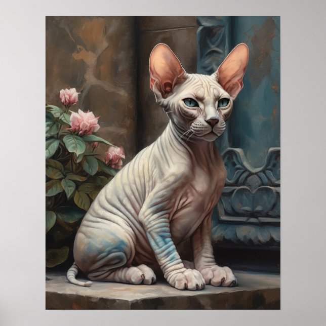 Cute Sphynx Art Chat Imprimer Poster (Devant)
