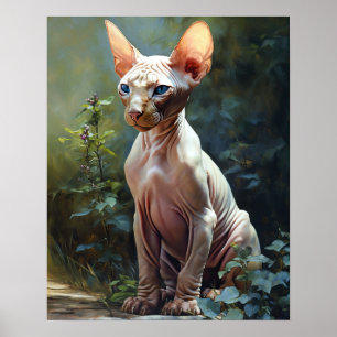 Cute Sphynx Art Chat Imprimer Poster