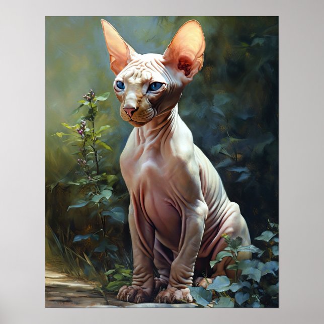 Cute Sphynx Art Chat Imprimer Poster (Devant)