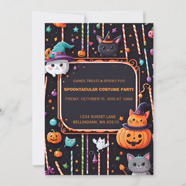 Cute Spooktacular Halloween Party Invitation (Devant)