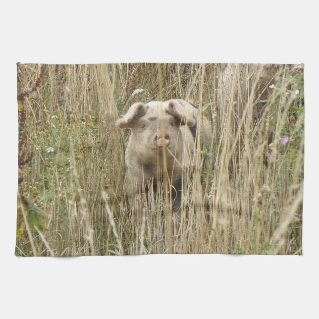 Cute Spotty Cochon Serviette de cuisine (Horizontal)