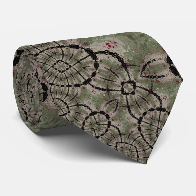 Cute Stars Sage Noir Rouge Vert Arbre Cravate (Roulé)