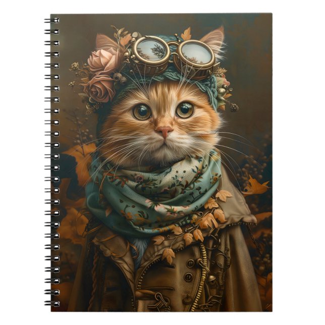 Cute Steampunk Chat Whimsical Attique A5 Journal (Devant)