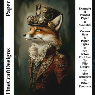 Cute Steampunk Fox Portrait CJ7 Scrapbook Papier