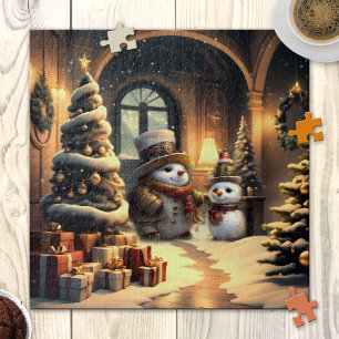 Cute Steampunk Snowman Noël Puzzle