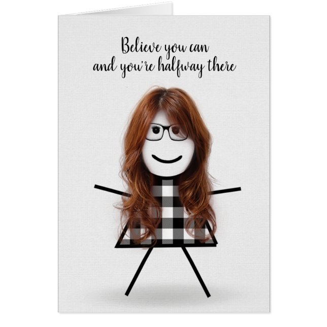Cute Stick Girl with Hair and Quote (Devant)