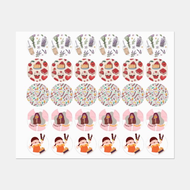 Cute stickers girls  (Feuille)