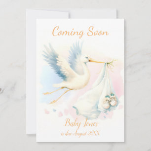 Cute Stork à venir faire-part Invitation