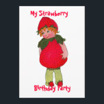 Cute Strawberry Kid Anniversaire Fête Invitation<br><div class="desc">Image vintage. Veuillez modifier les informations avec vos propres informations</div>