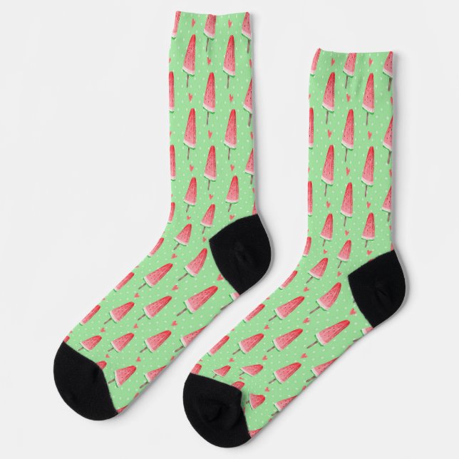Cute Summer Popsicles Watermelon Motifs chaussette (Gauche)