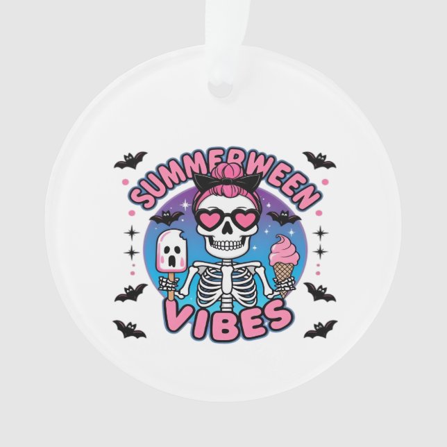 Cute Summerween Vibes Skeleton IceCream Summer Vac (devant)