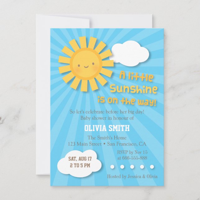 Cute Sunshine Baby Shower Invitations (Devant)