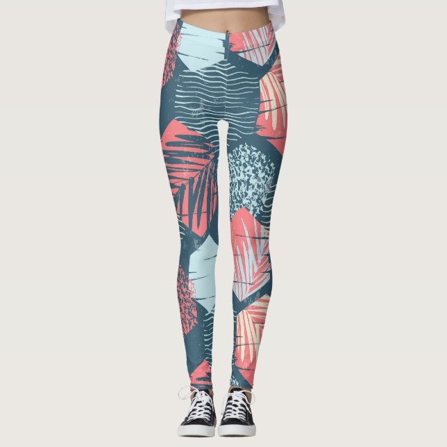 Cute Surf Wave Motif Leggings (Devant)