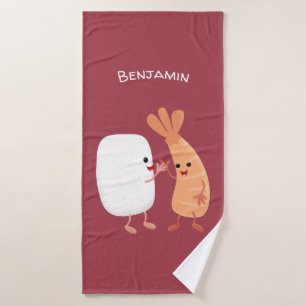 Cute sushi riz crevettes amis dessin animé