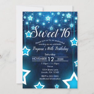 Cute Sweet 16 Invitation Personnalisée Avec Étoile