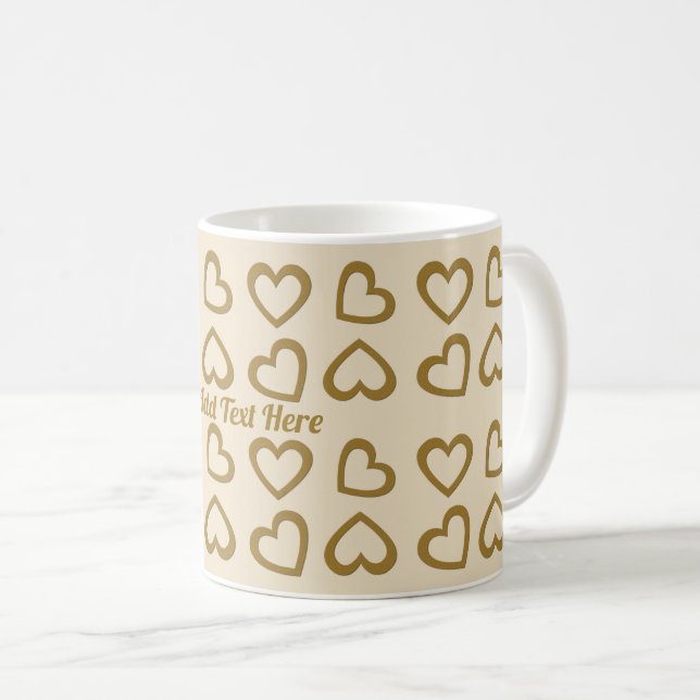 Cute Sweet Hearts Mug Motif en Beige & Or (Devant droit)
