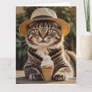 CUTE TABBY CAT CARTE DE SALUT ANNIVERSAIRE