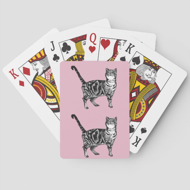 Cute Tabby Cat Dessin Art Jeu de cartes Jeu (dos)