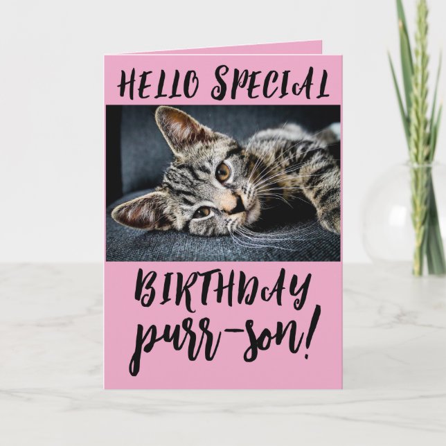 CUTE TABBY CAT KITTEN CARTES DE SALUT D'ANNIVERSAI (Devant)