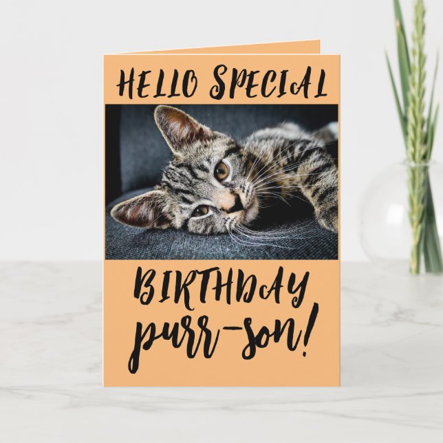 CUTE TABBY CAT KITTEN CARTES DE SALUT D'ANNIVERSAI (Devant)