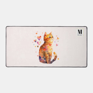 Cute Tabby Chat avec Coeur Monogramme