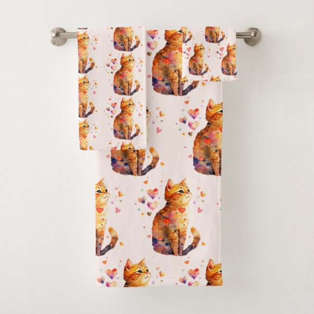 Cute Tabby Chat avec Motif de coeur (En situation)