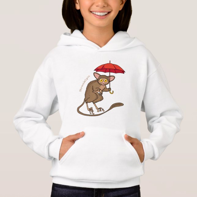Cute Tarsier avec dessin animé parapluie (Devant)