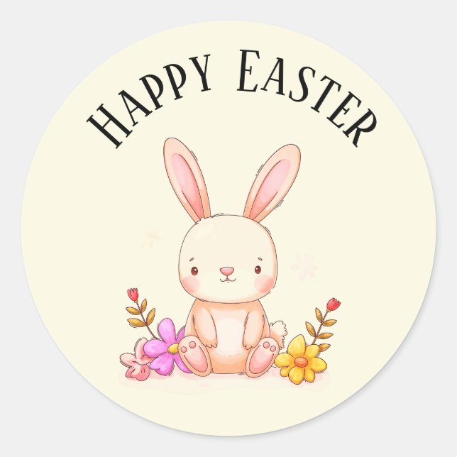 Cute teal bunny happy Easter stickers (Devant)
