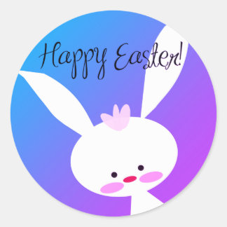Cute teal bunny happy Easter stickers