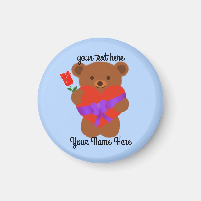 Cute Teddy Bear #1 Round Magnet (Devant)