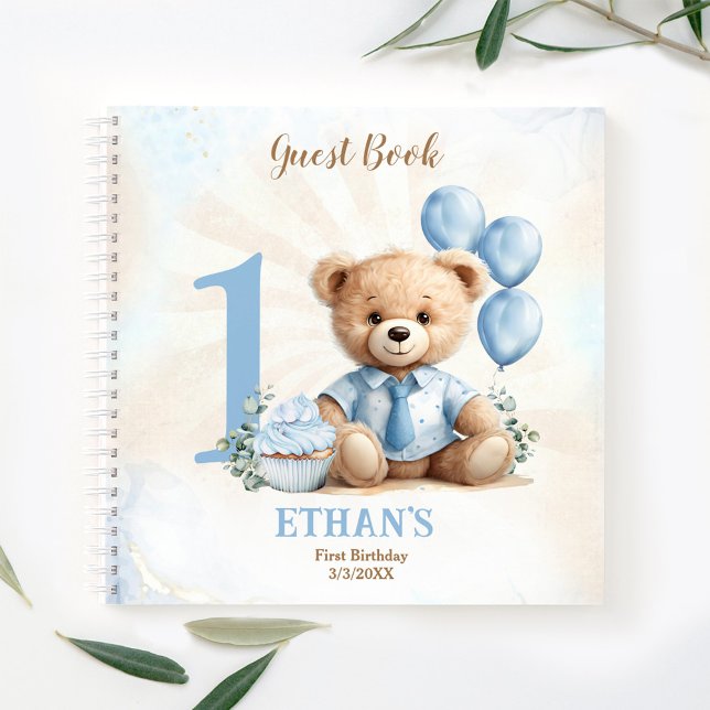 Cute Teddy Bear 1er Anniversaire Livre d'hôtes (Cute Teddy Bear 1st Birthday Guest Book)