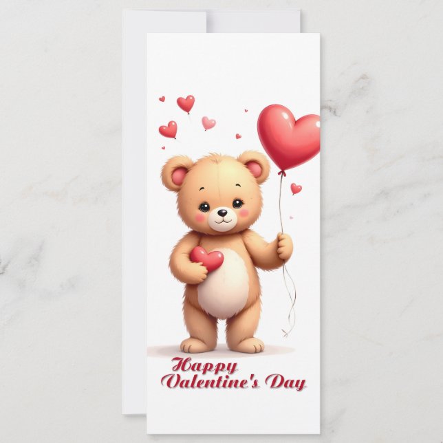 Cute Teddy Bear avec Cœur – Joyuse Saint-Valentin (Devant)