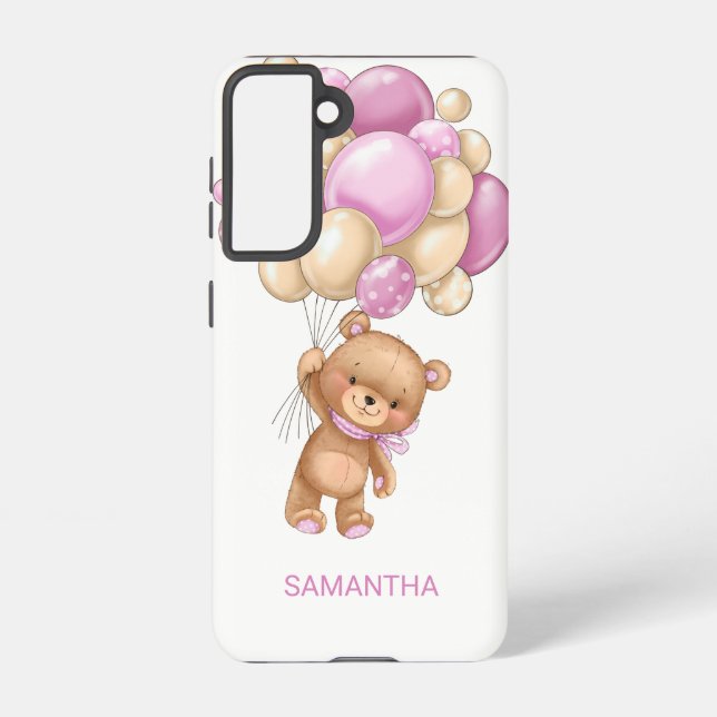 CUTE Teddy Bear Balloon rose Samsung Galaxy Coque (Verso)