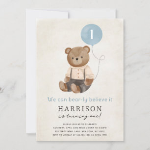 Cute Teddy Bear Boy Anniversaire Fête Invitation