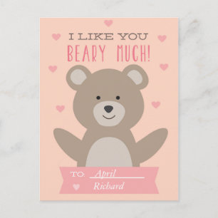 Cute Teddy Bear Classroom Valentine Carte postale