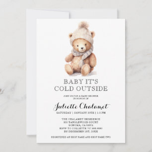 Cute Teddy Bear Invitation hiver