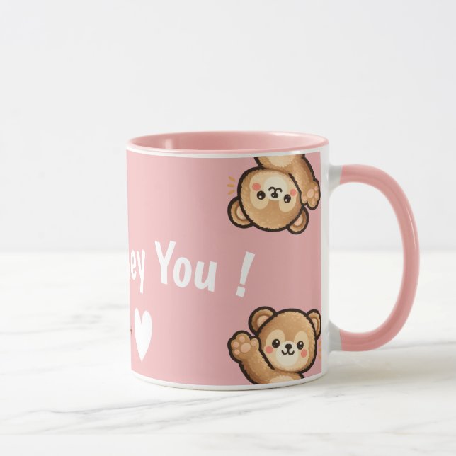 Cute Teddy Bear Mug with Heart – Kawaii Love Bear  (Droite)