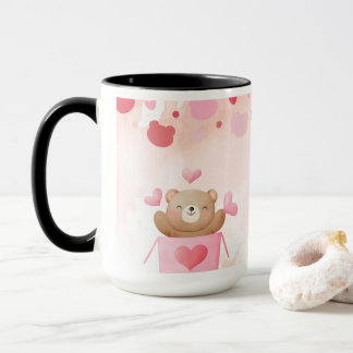 ​Cute Teddy Bear & Pink Hearts Coffee Mug