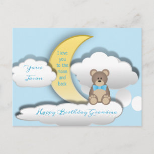 Cute Teddy Bear sur la Lune Carte postale Annivers