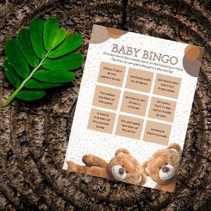 Cute Teddy Bear Twin Baby shower Bingo Jeu