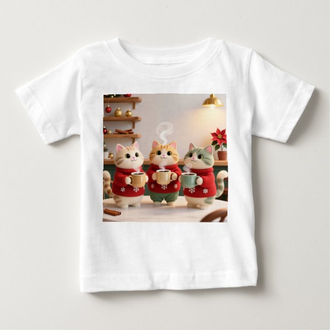 Cute Three Cats Baby Jersey T-Shirt (Devant)