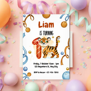 Cute Tiger 1er Anniversaire Fête Invitation